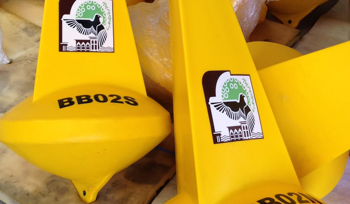 Customization of Sealite  SLB700 Marker Buoy fitted with Post Mould Graphics .