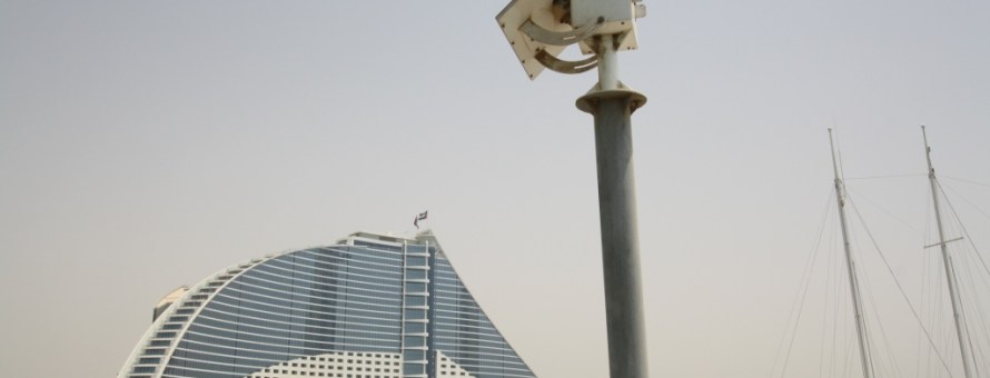 Installation of breakwater entrance navigational lights