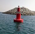 Porthand navigation buoy fitted with the GPS compact solar lantern