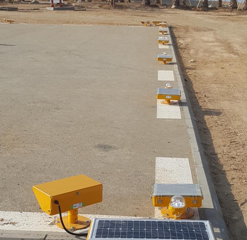 Supply and installation of Avlite Systems solar powered helipad lights in Saudi Arabia