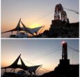 Medium intensity obstruction light maintenance at Jebel Jais, Ras Al Khaimah. United Arab Emirates.